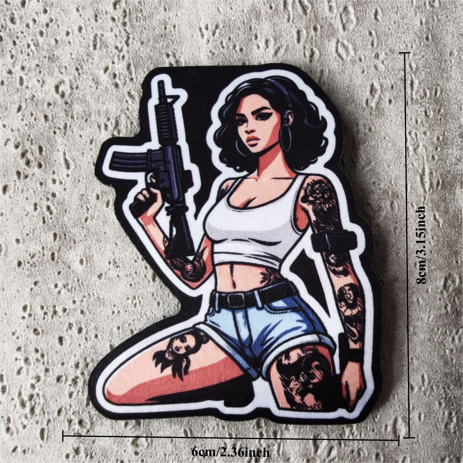 Parche táctico ilustrado de chica con cierre de gancho y bucle - imagen 4