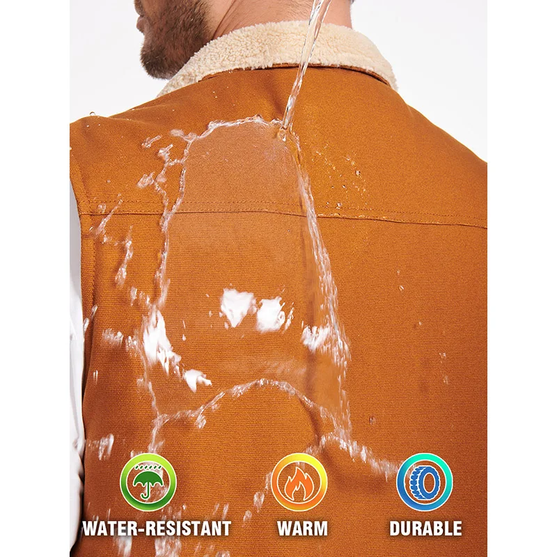 Chaleco lona impermeable forro sherpa invierno ajuste holgado - imagen 5