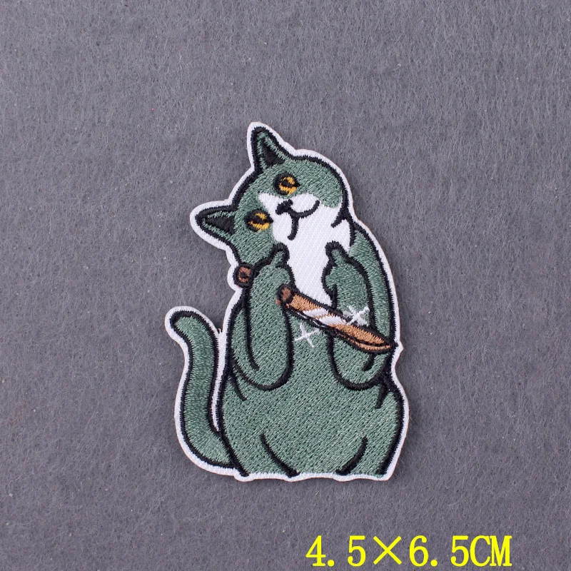Parche bordado termoadhesivo gato fresco - diseño rayas para ropa - imagen 2