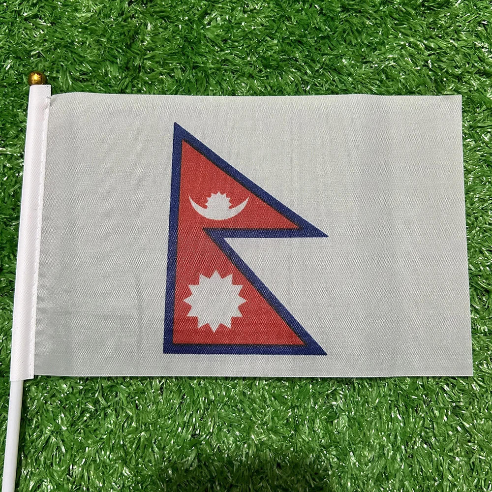 Bandera Nepal de mano en poliéster para deportes y decoración - imagen 2