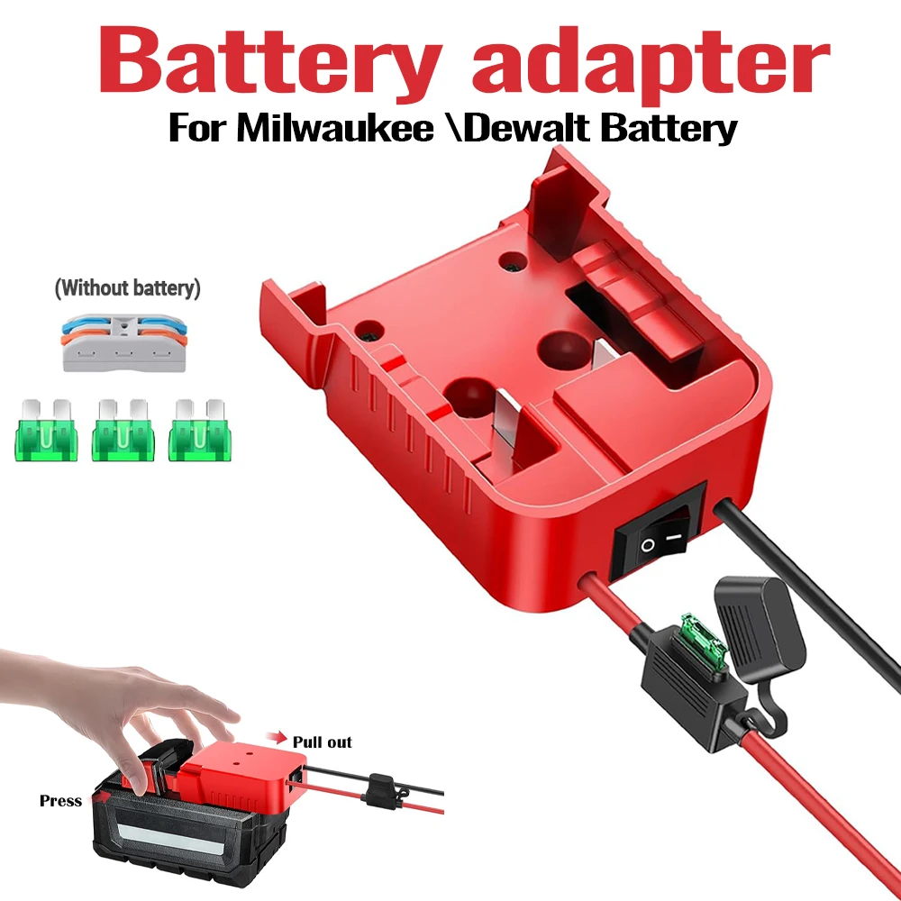 Adaptador batería Power Wheels a Dewalt/Milwaukee con fusible - imagen 3