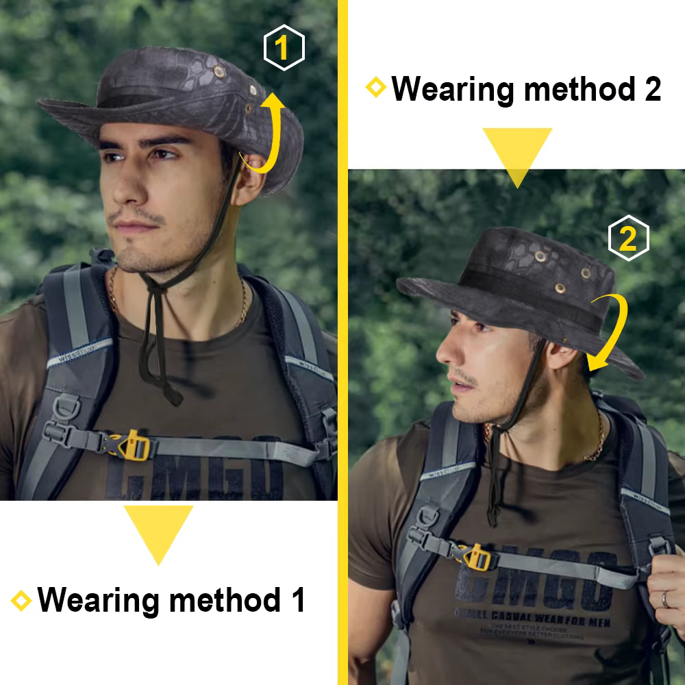 Sombrero boonie en posición enrollada