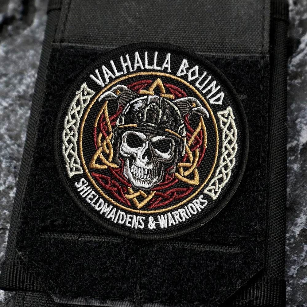Valhalla Bound parche bordado táctico vikingo calavera con velcro - imagen 4