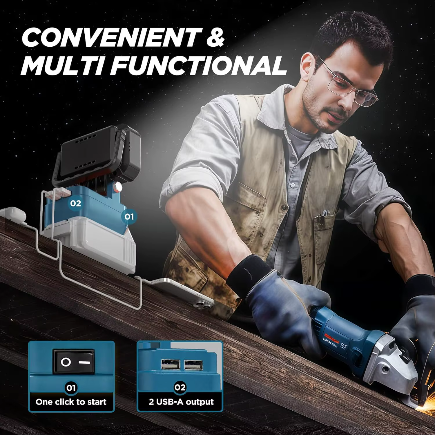 Lámpara de trabajo LED Makita inalámbrica con USB y batería no incluida - imagen 3