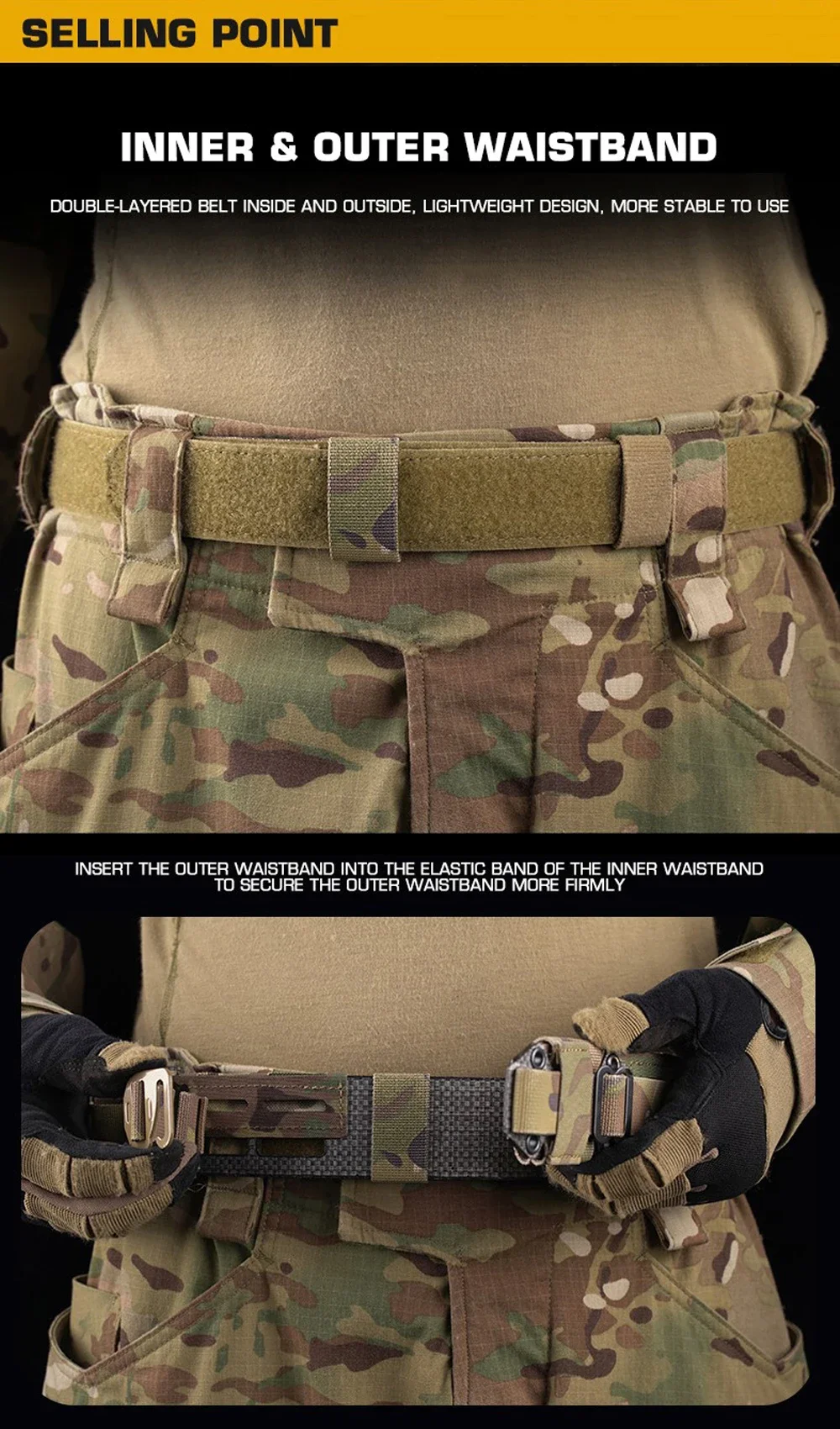 Cinturón táctico en colores tipo caza y airsoft