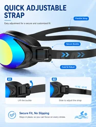 JSJM Gafas de natación antivaho lentes espejo UV impermeables