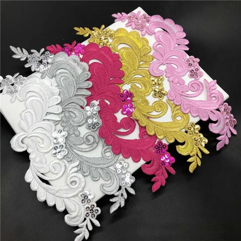 Aplique termoadhesivo flores lentejuelas – Parche bordado ropa - imagen 3