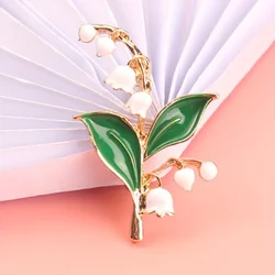 Broche esmaltado Lirio del Valle vintage para abrigo o traje