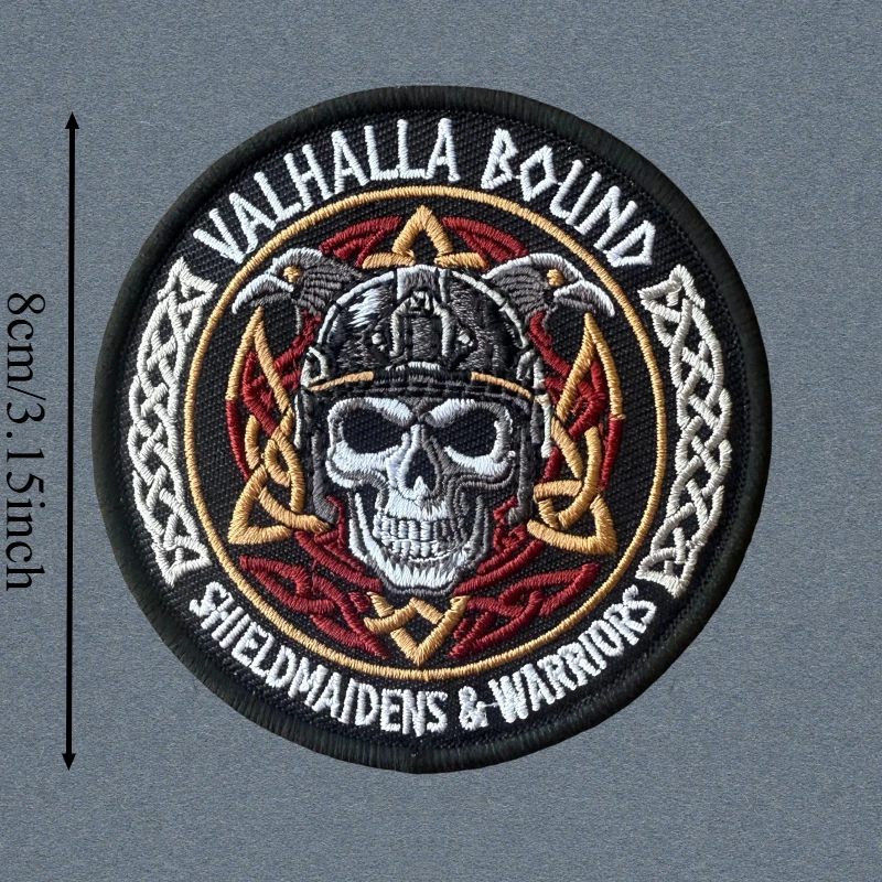 Parche táctico bordado calavera cuervo con Velcro para mochila - imagen 5