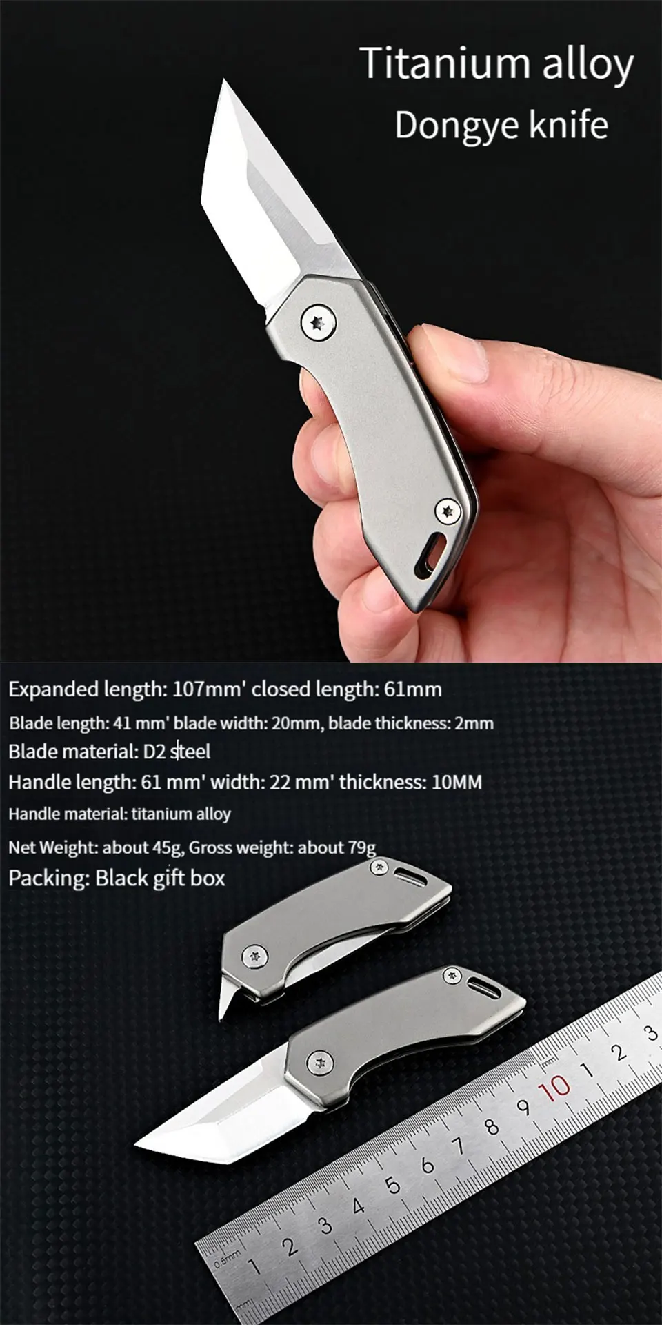 Mini cuchillo plegable JIANLAI con diseño compacto y llavero
