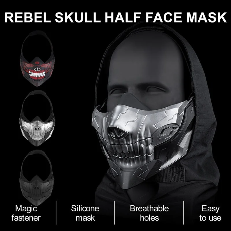 Máscara táctica media cara calavera Rebel transpirable para airsoft - imagen 5