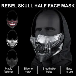 Máscara táctica media cara calavera Rebel transpirable para airsoft