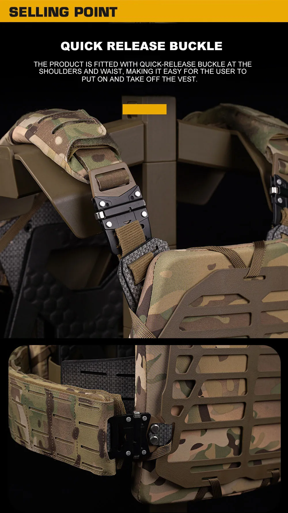 Detalle del tejido de nailon y estructura del chaleco