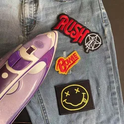 Parches bordados letras punk rock termoadhesivos para ropa y costura