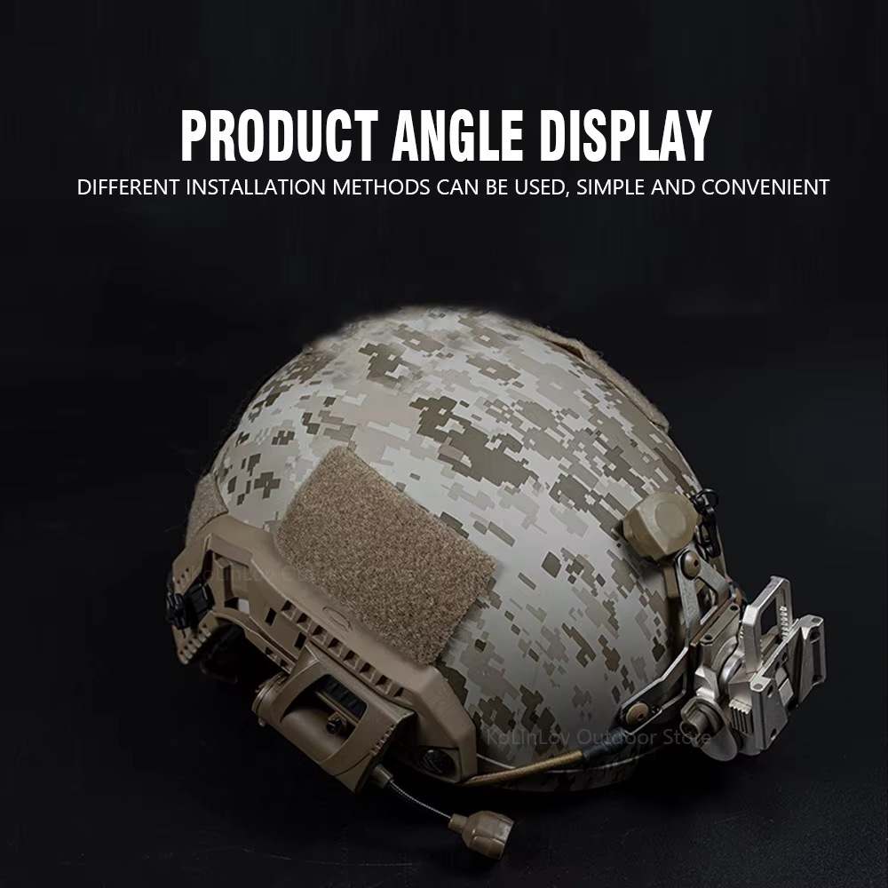 Luz instalada en casco táctico lista para usar en Airsoft