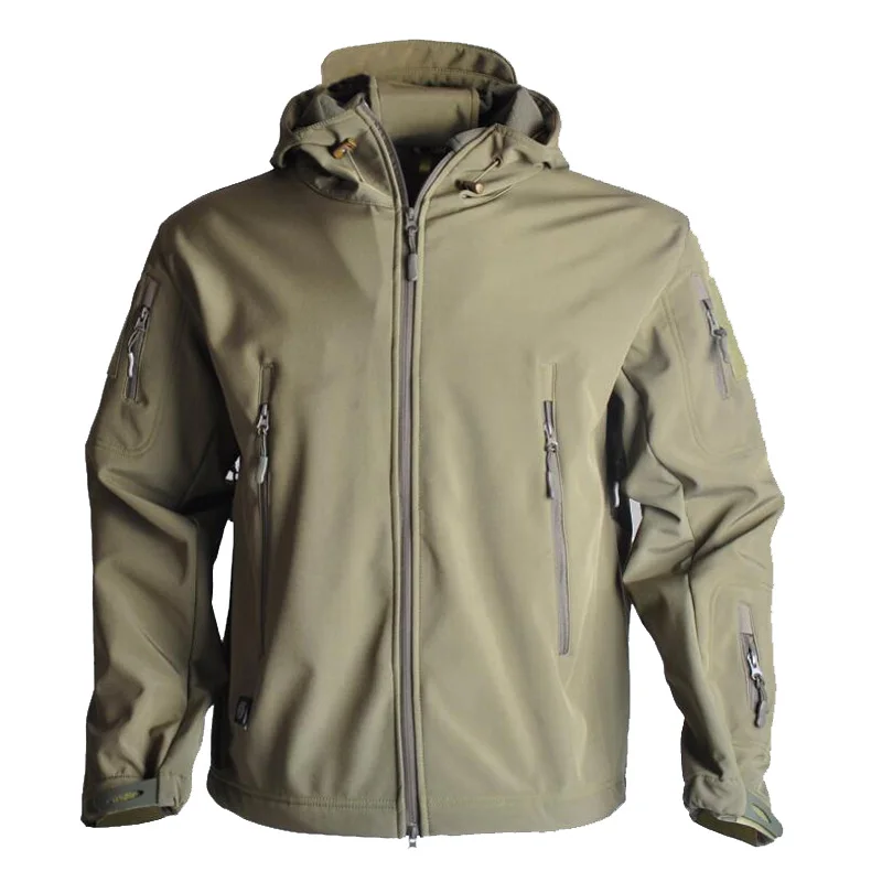Chaqueta softshell táctica impermeable con capucha MOLLE