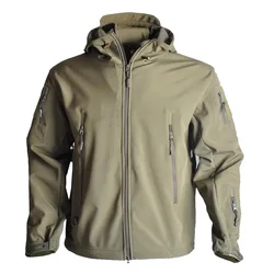 Chaqueta softshell táctica impermeable con capucha MOLLE