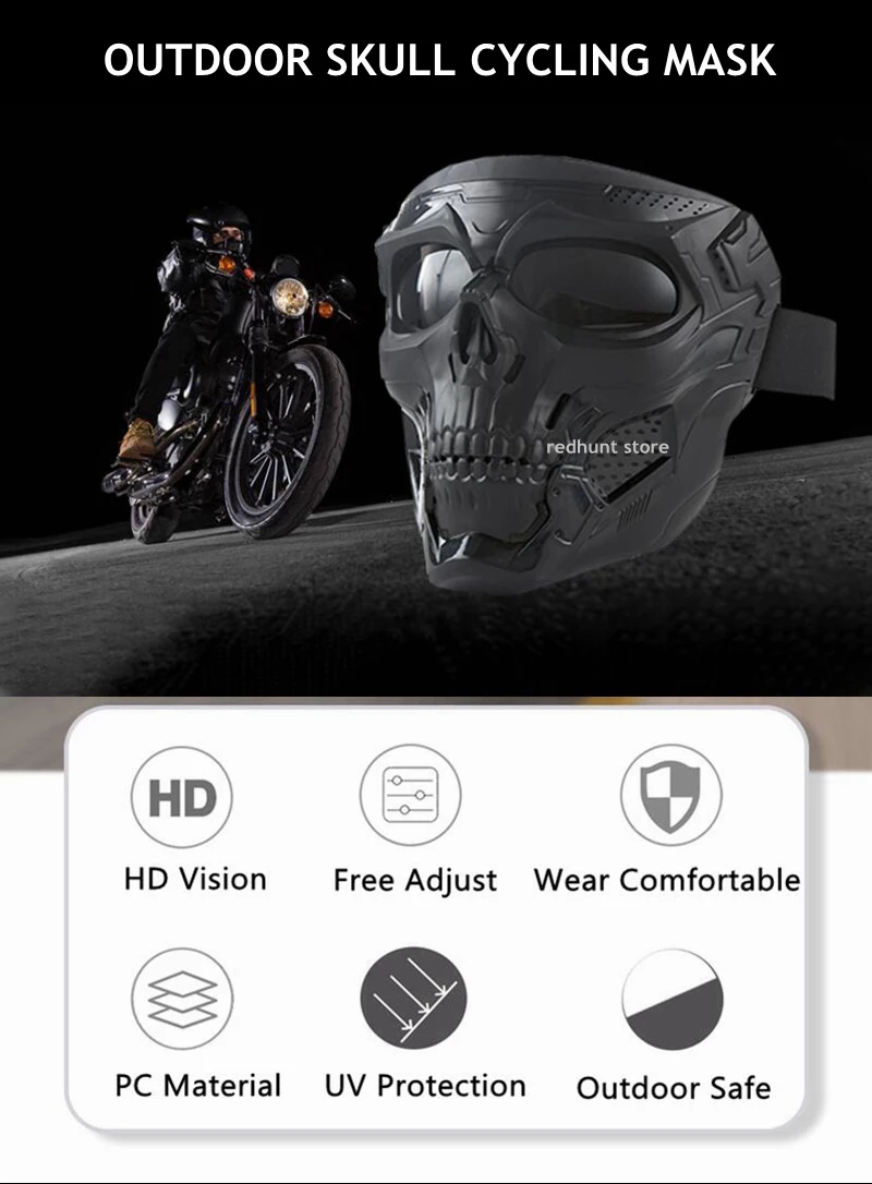 Máscara táctica de calavera vista frontal