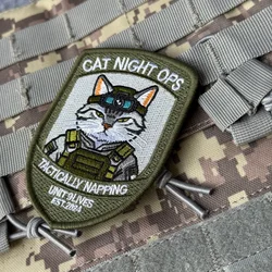 Parche bordado «Tácticamente durmiendo», gato táctico con velcro