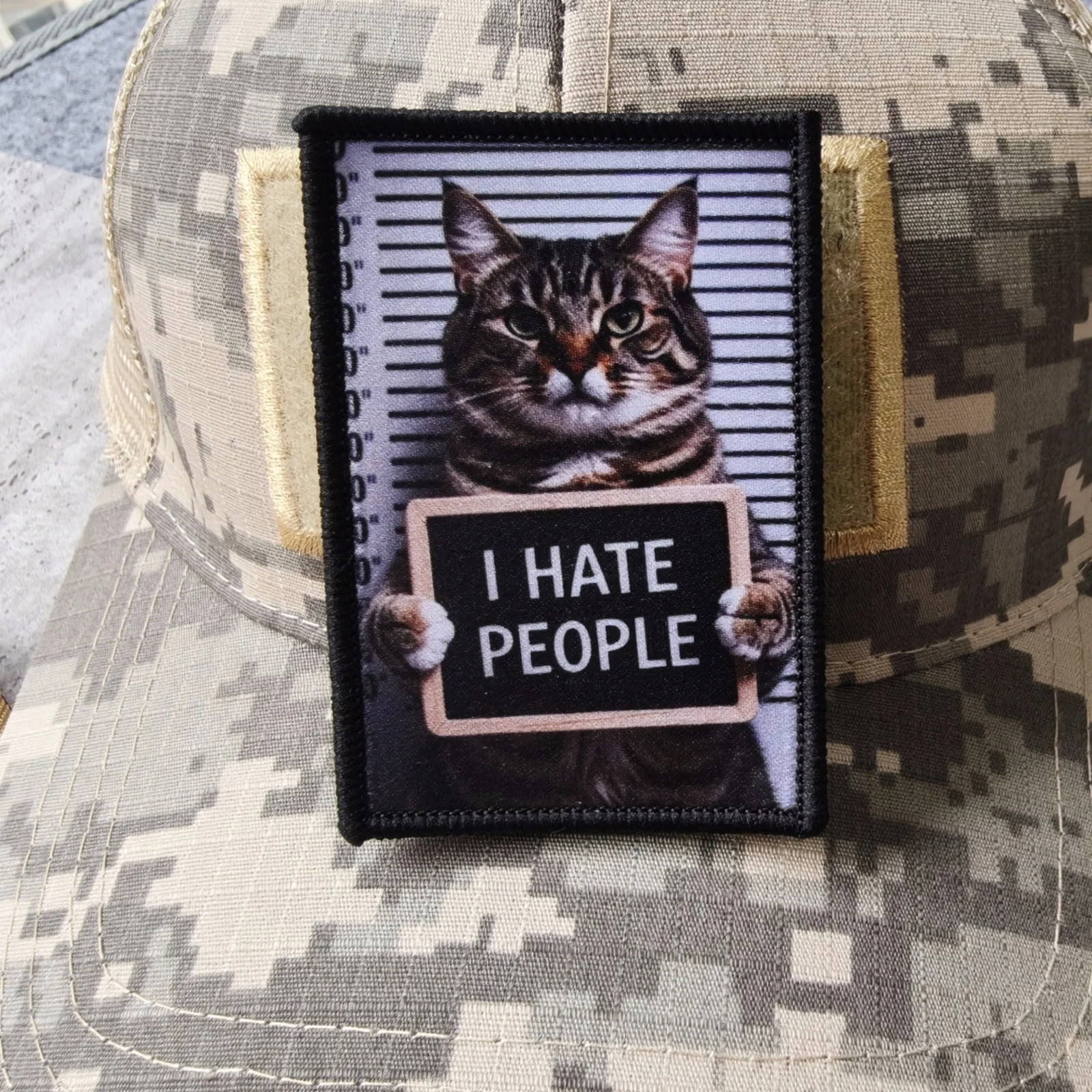 Parche táctico de gato I Hate People con cierre de gancho y bucle - imagen 2