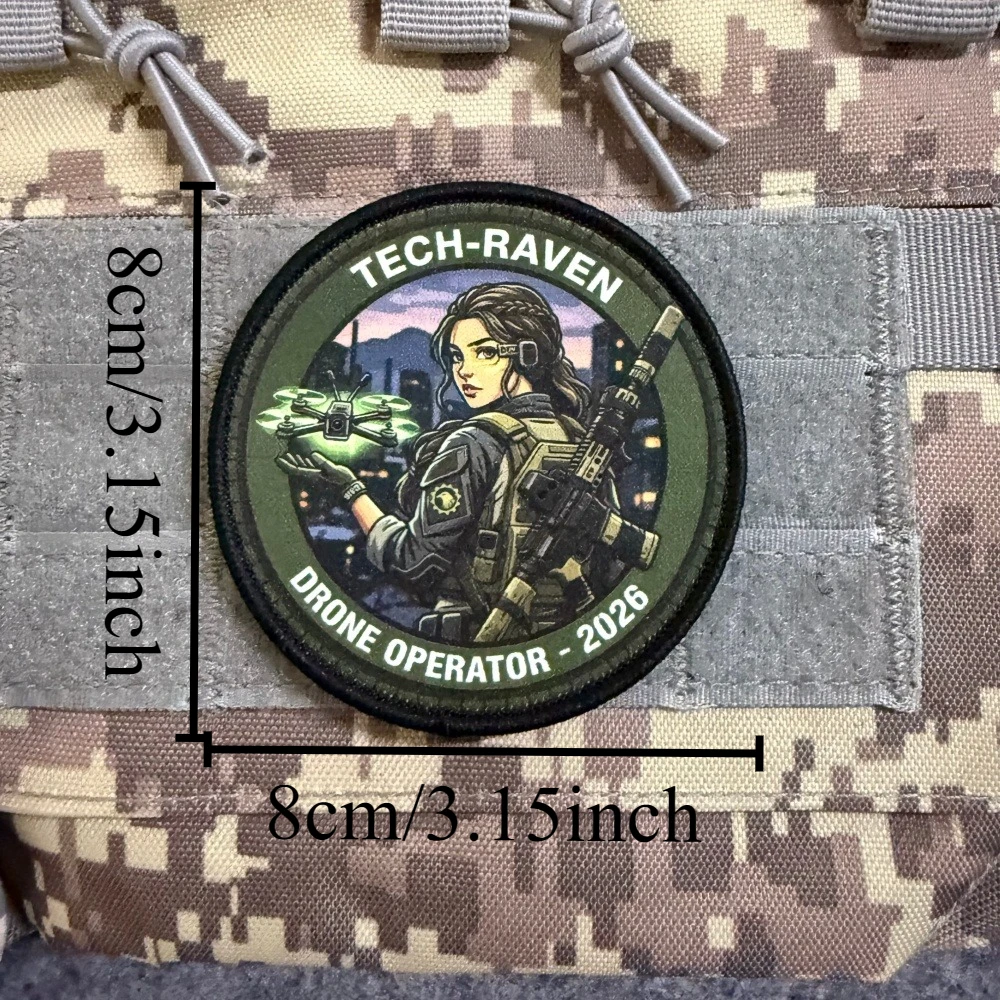 Parche táctico moral Tech Raven anime con velcro para mochila