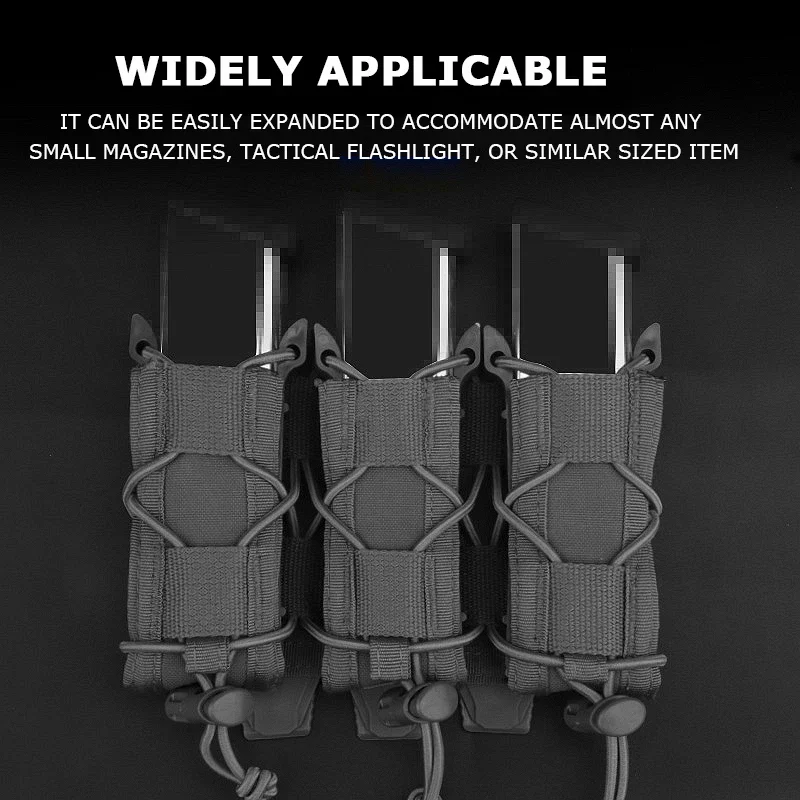 Funda táctica MOLLE para cargadores de pistola con soporte linterna - imagen 3