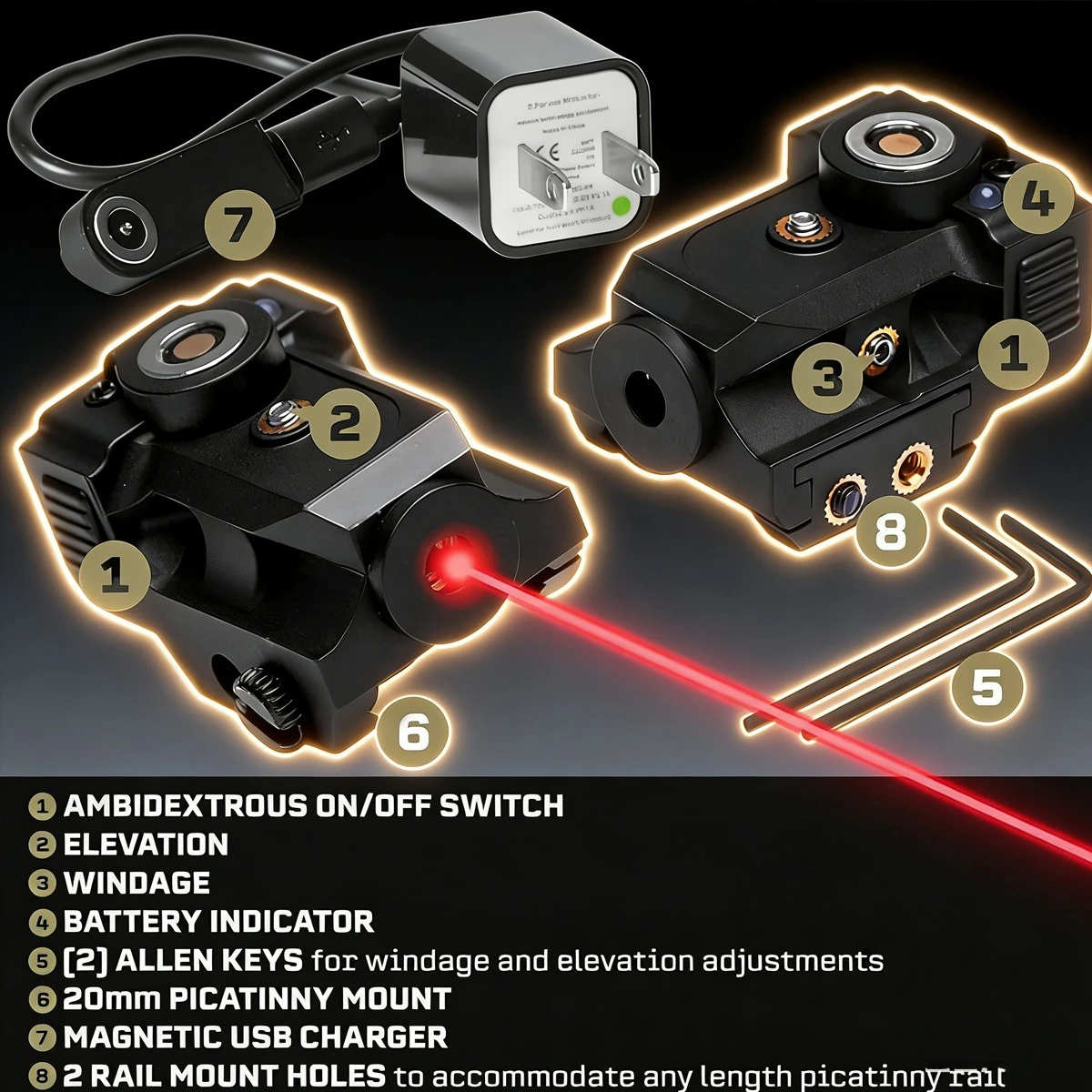 Mira láser táctica MDG61 haz verde recargable magnética para pistolas - imagen 4