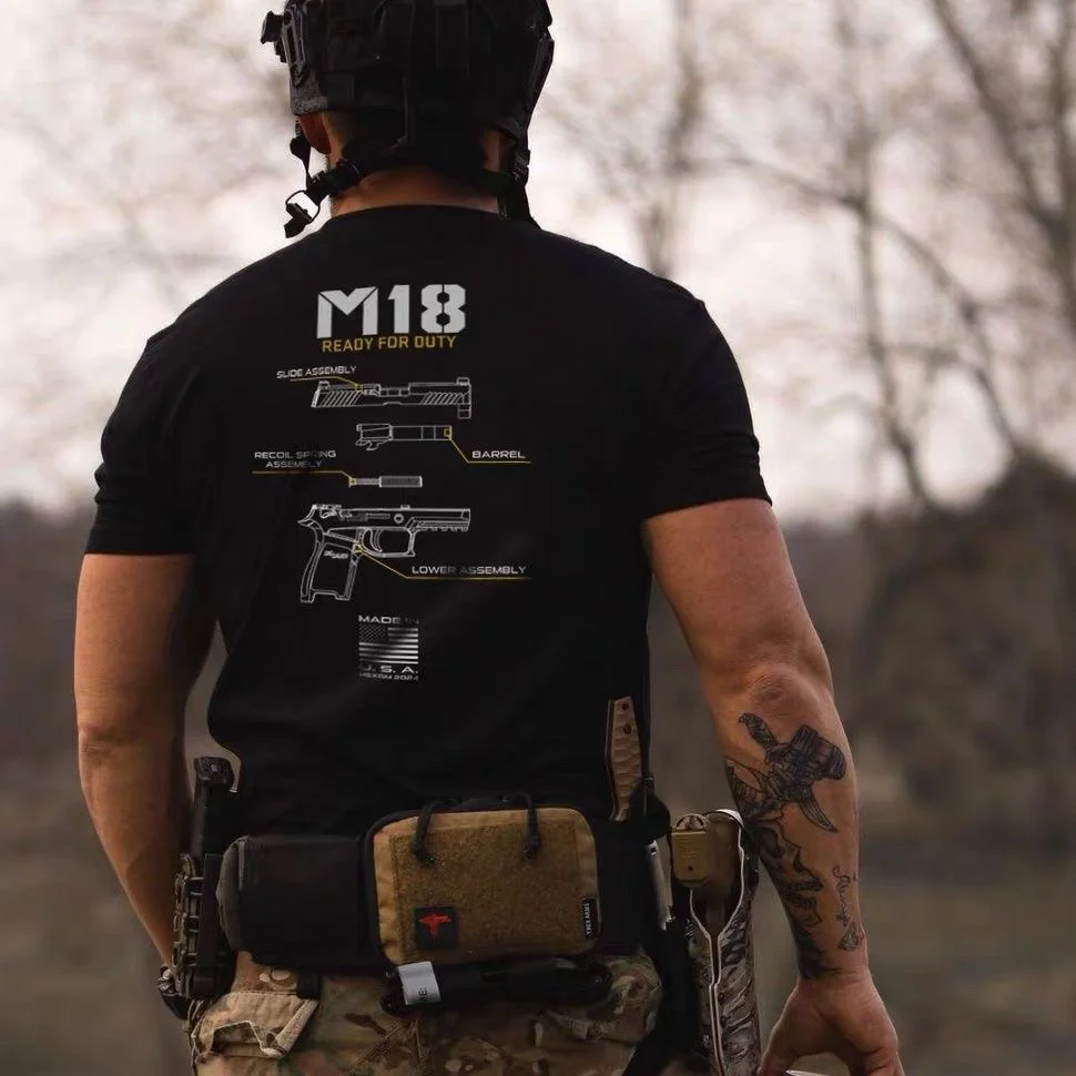 M18 camiseta táctica estampada para tiro y outdoor, cuello redondo - imagen 5