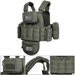 Chaleco de caza MOLLE con correa acolchada y bolsillos desmontables