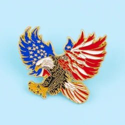 Pin esmalte águila y bandera USA, insignia para solapa táctica