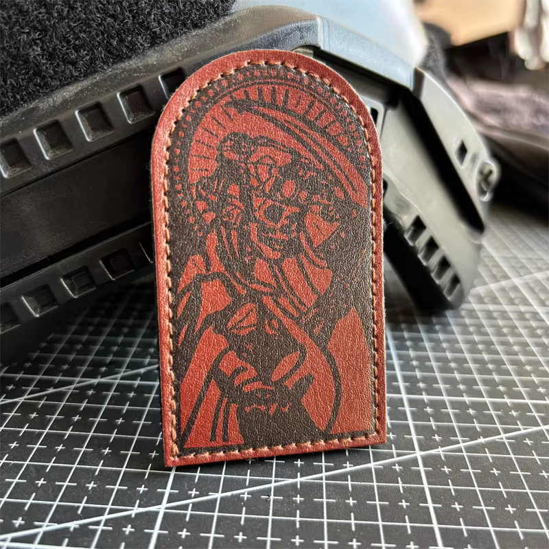 Parche táctico calavera Reaper PU con velcro moral de cuero militar - imagen 2