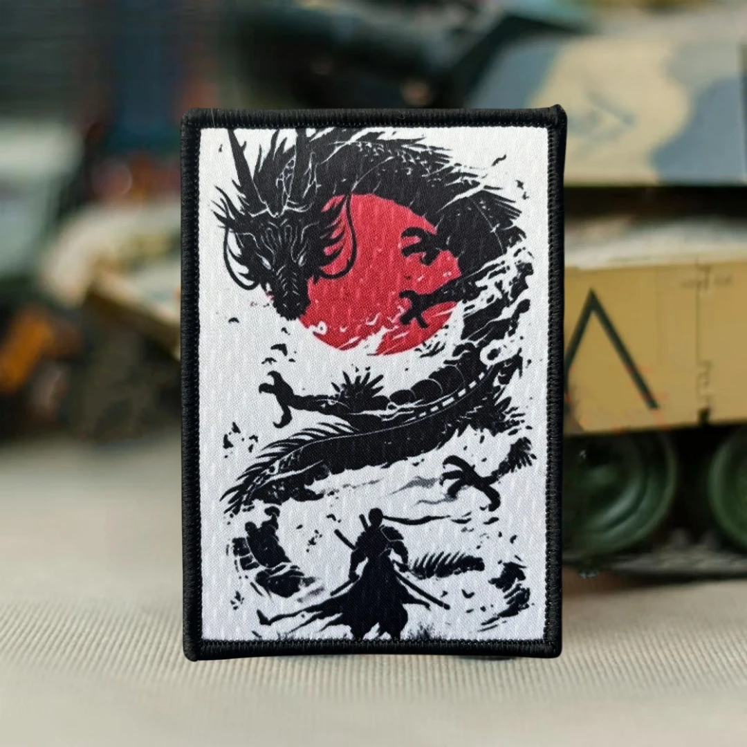 Parche táctico samurái dragón japonés – Insignia MOLLE Velcro - imagen 3
