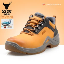 XGN Botas de senderismo impermeables en cuero vacuno para hombre