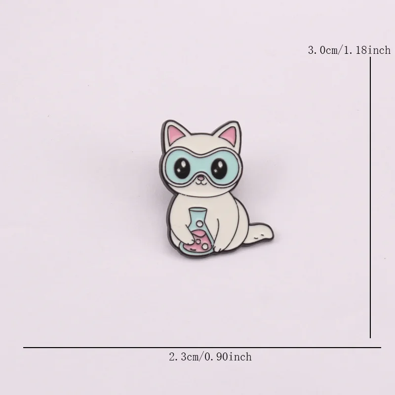 Pin metálico científico de gatos-perros, para ropa y mochila