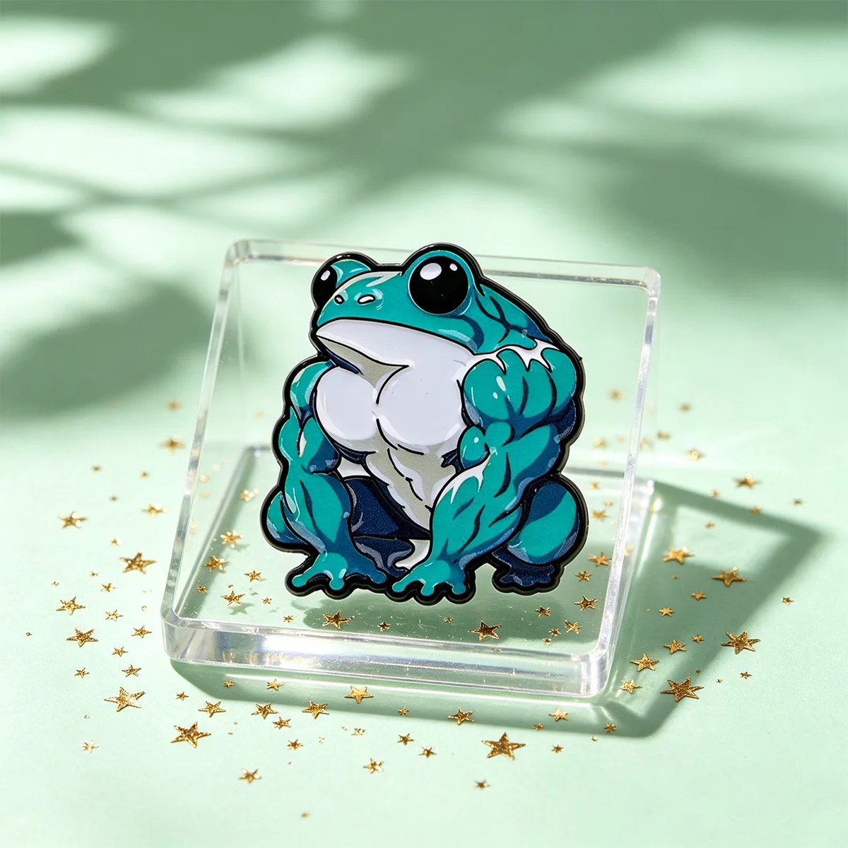 Pin de esmalte rana musculosa – broche animal para mochila