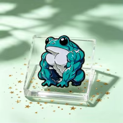 Pin de esmalte rana musculosa – broche animal para mochila