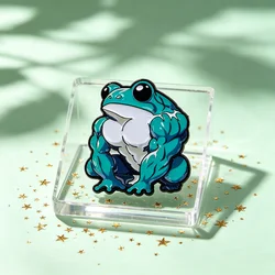 Pin de esmalte rana musculosa – broche animal para mochila