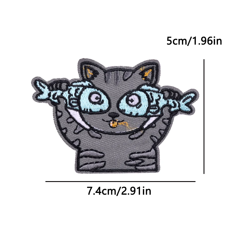 Parche bordado termoadhesivo gato y rana de dibujos para ropa - imagen 3