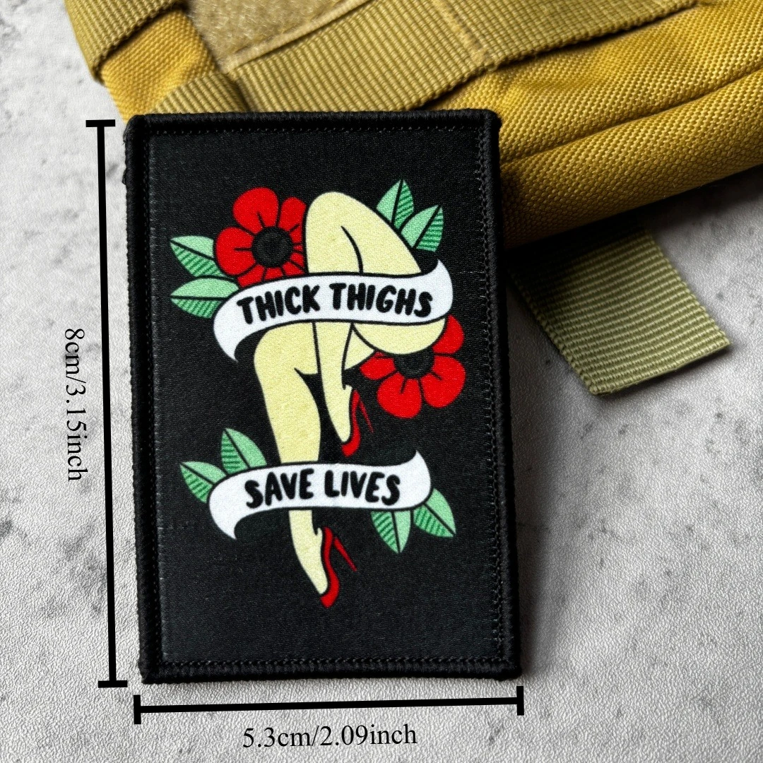 Parche táctico militar Velcro estampado tatuaje retro Thick Thighs
