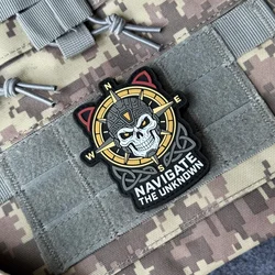 Parche táctico PVC vikingo brújula calavera – Compatible MOLLE