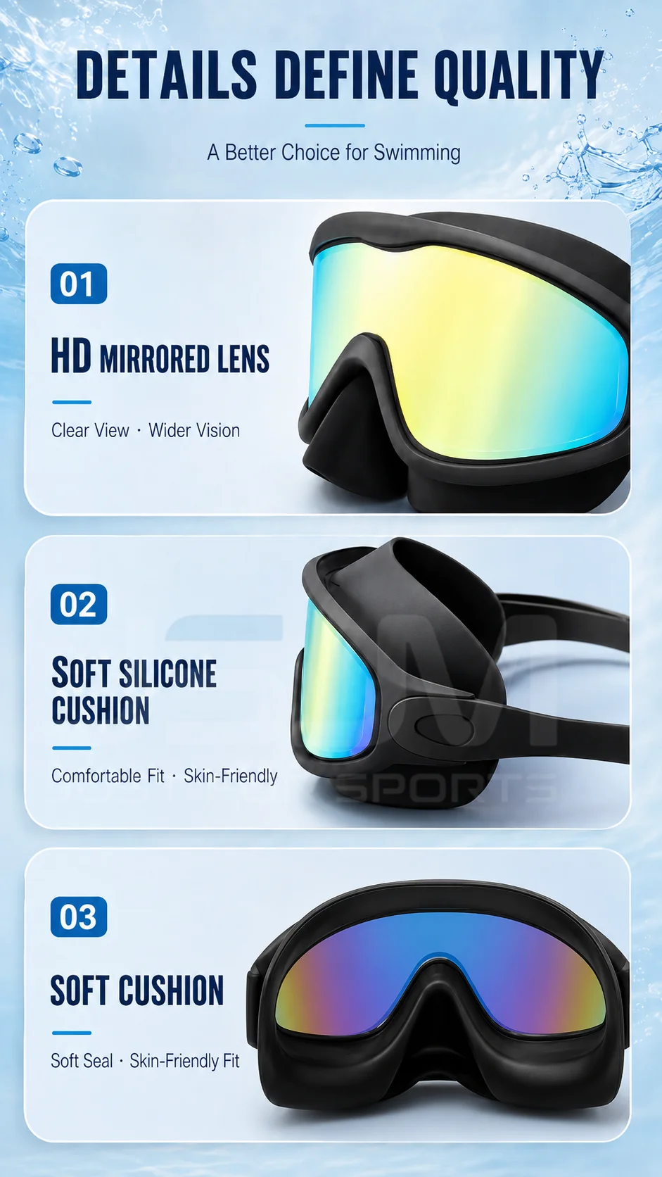 JSJM Gafas de natación antivaho HD, impermeables, UV, correa ajustable - imagen 2