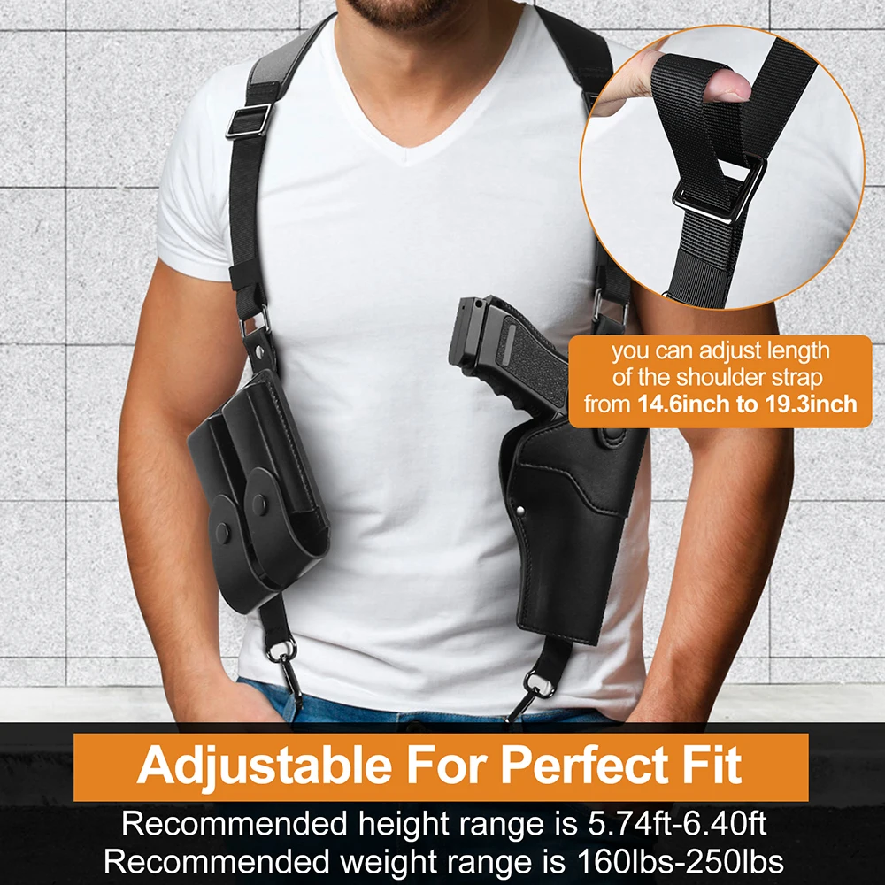 Funda de hombro pistola 1911 cuero ajustable con doble bolsa cargadores - imagen 2