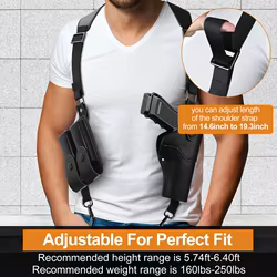 Funda de hombro pistola 1911 cuero ajustable con doble bolsa cargadores