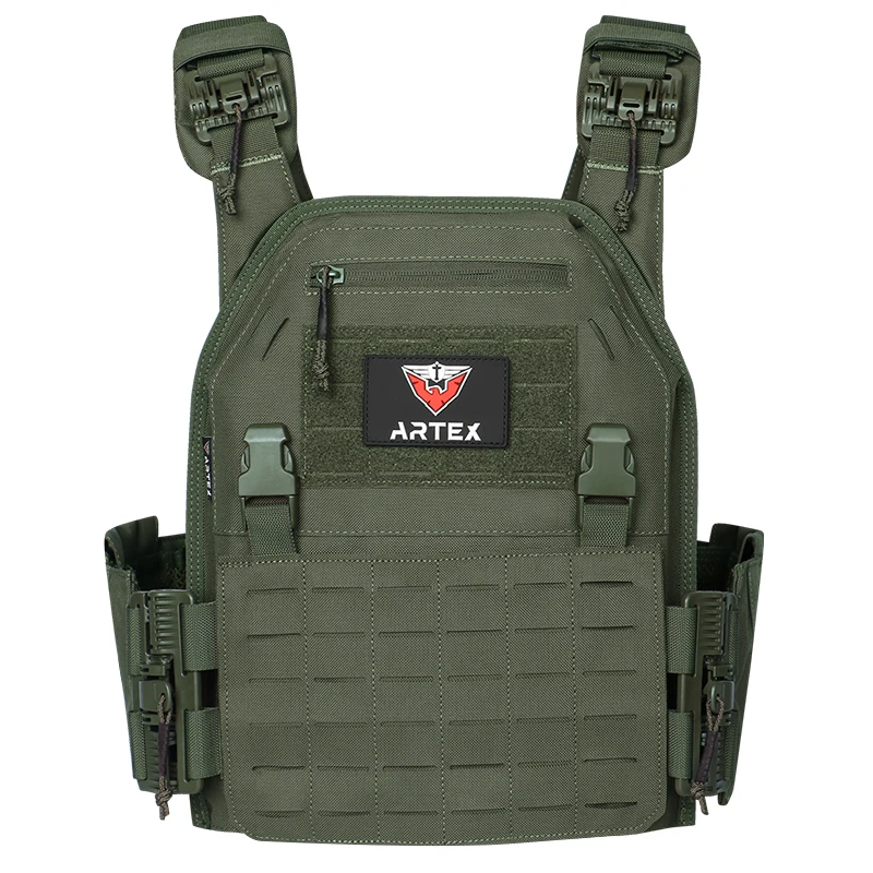 Chaleco táctico ARTEX portaplacas PALS liberación rápida correas