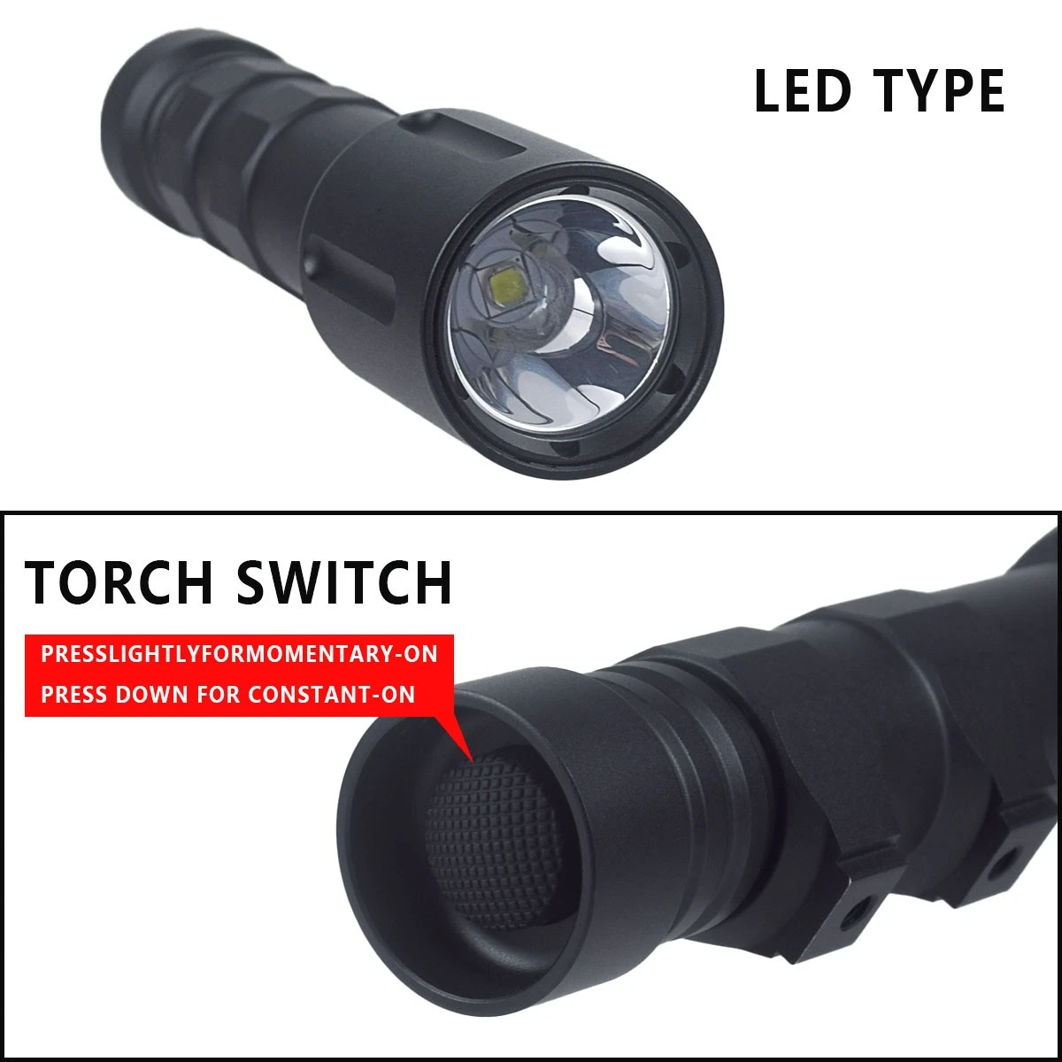 Linterna táctica LED aluminio para raíles M-LOK y Picatinny - imagen 4