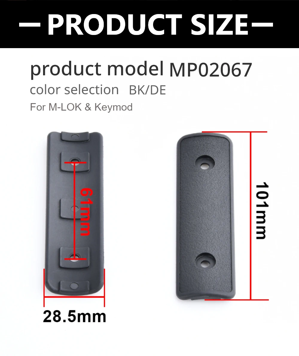 Tapa con riel tipo Picatinny para montaje en sistemas M-LOK/KEYMOD