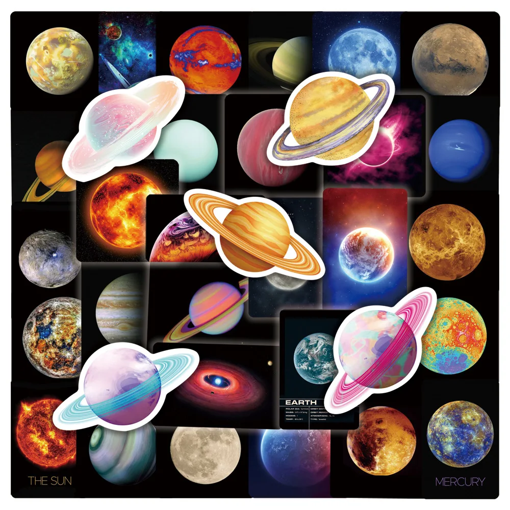 Planetas y estrellas en vinilo