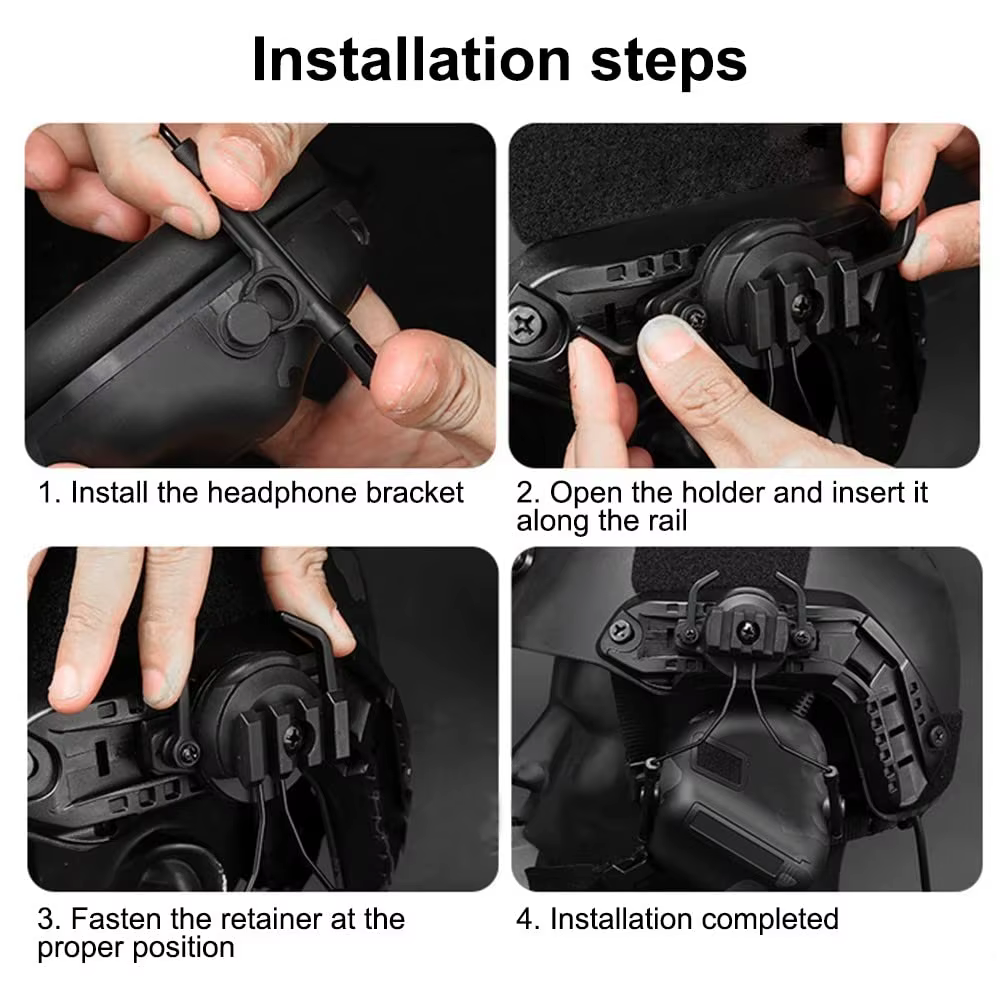 Soporte adaptador de auriculares tácticos para casco con riel - imagen 5