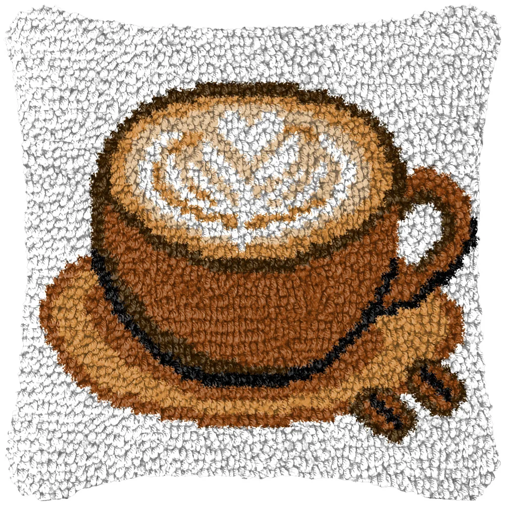 Funda de cojín bordada café con gancho, ideal para sofá - imagen 5