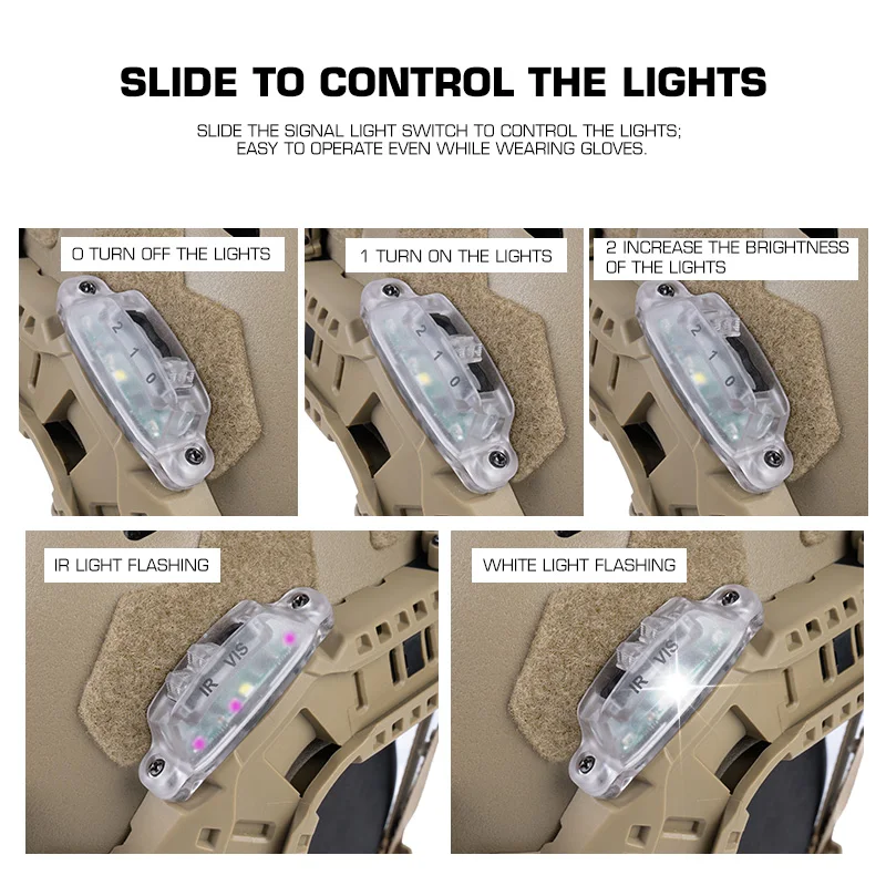Luz táctica casco estroboscópica riel ARC blanco/IR para señal - imagen 5